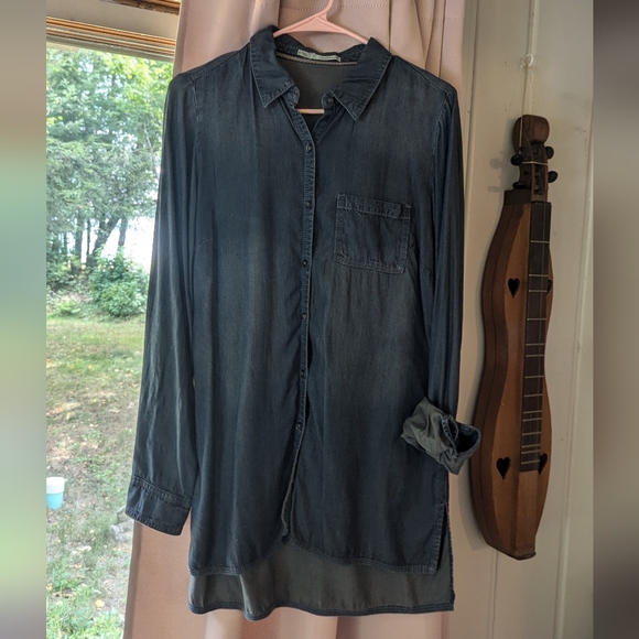 Maurice's denim Long relaxed leggings tunic button up S - Picture 1 of 4